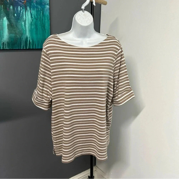 Hasting & Smith Knit Top Women's Plus Size 1X Short Sleeve Striped Casual Piling - Picture 1 of 11
